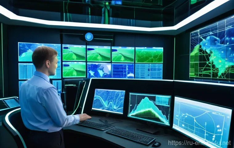 에너지 기술의 디지털 전환 - **Prompt 1: The Smart Grid Nerve Center of Russia**
"A wide, panoramic shot of a futuristic cont...