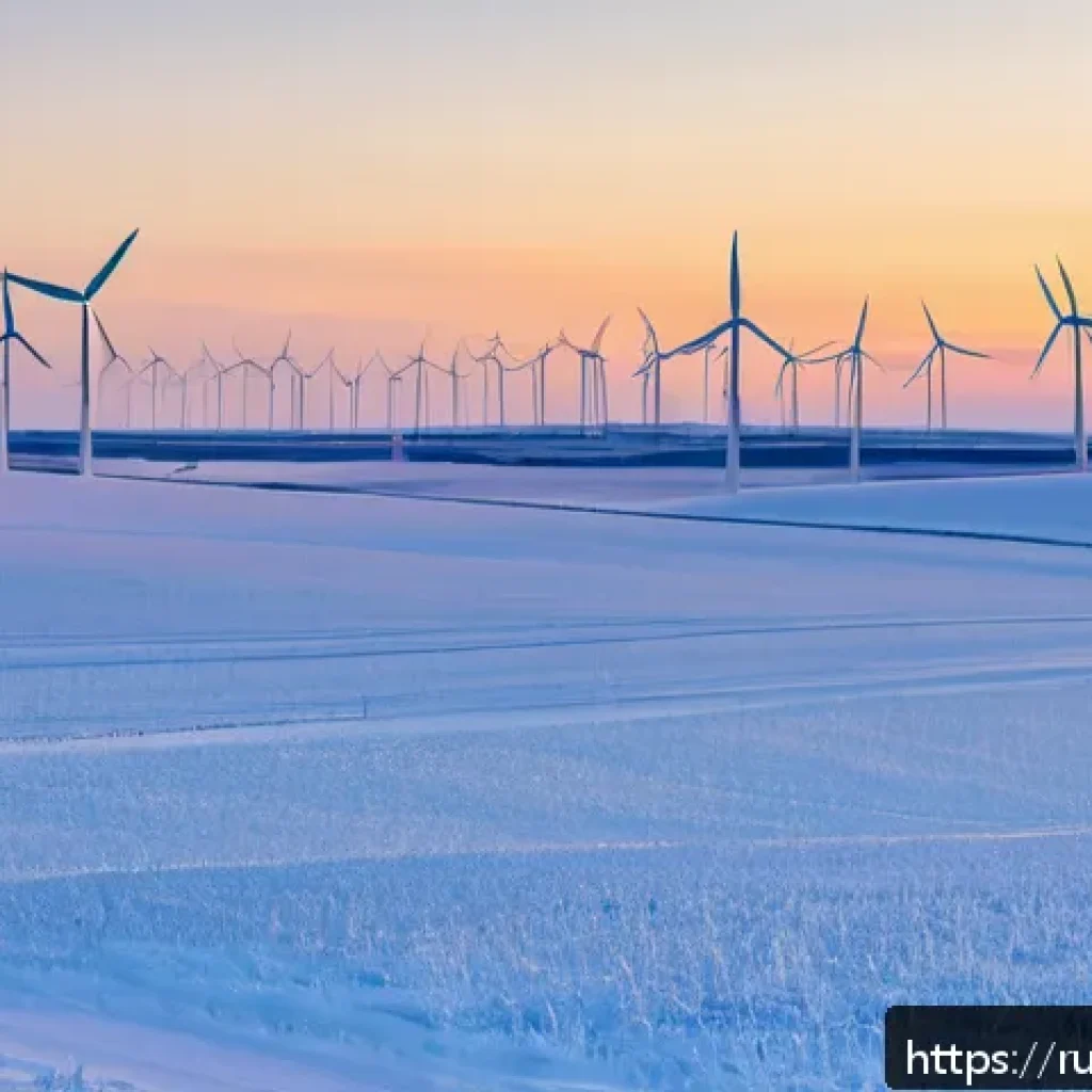 에너지기술자와 신재생에너지 시장 - A modern Russian wind farm with advanced digital control systems visibly integrated, featuring sleek...