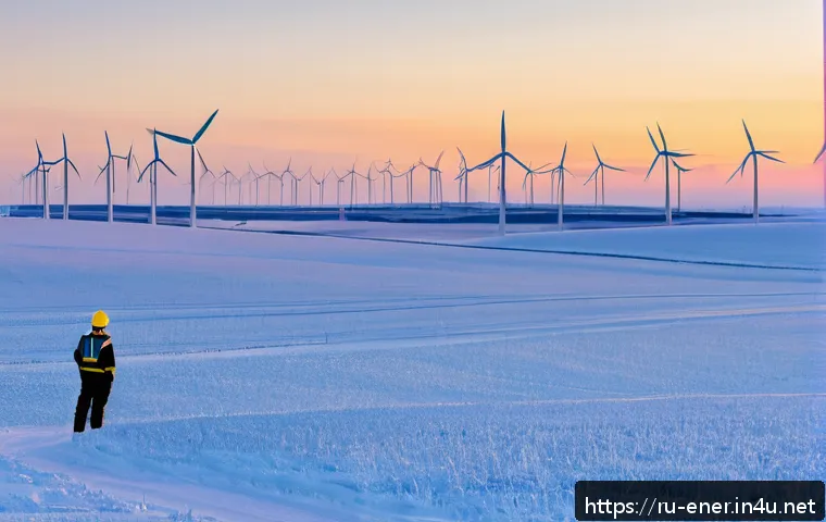 에너지기술자와 신재생에너지 시장 - A modern Russian wind farm with advanced digital control systems visibly integrated, featuring sleek...