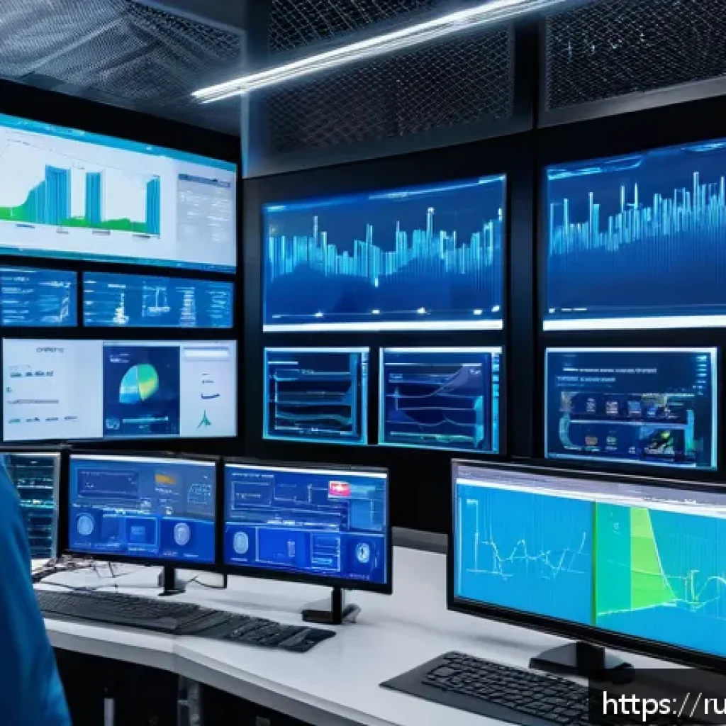 에너지 설비 진단 사례 연구 - A high-tech industrial energy facility control room with engineers monitoring real-time data from Io...