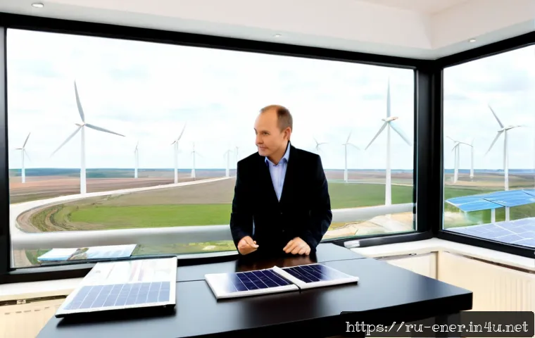 Home 17 에너지기술 컨설턴트가 되는 법 - Photorealistic career scene of a Russian energy technology consultant, a confident middle-aged profe...